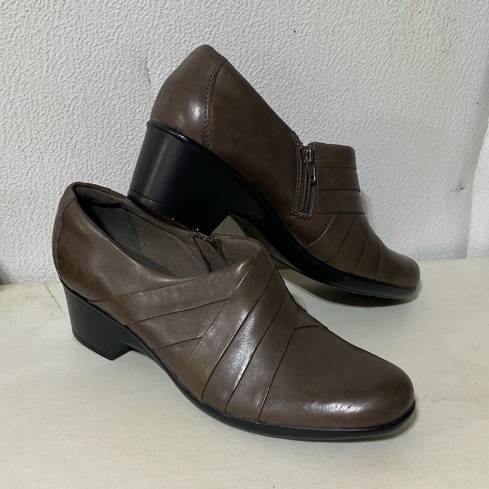 Clarks 12M brown Genette Rise ankle leather upper shoes